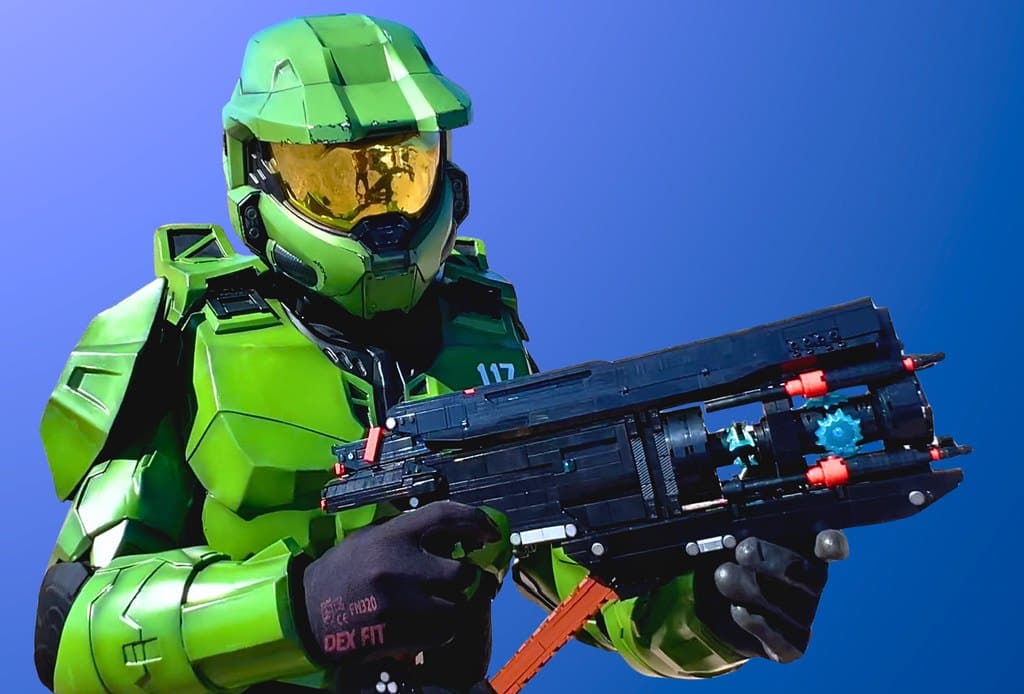 The LEGO Disruptor, held by someone in Master Chief armor
